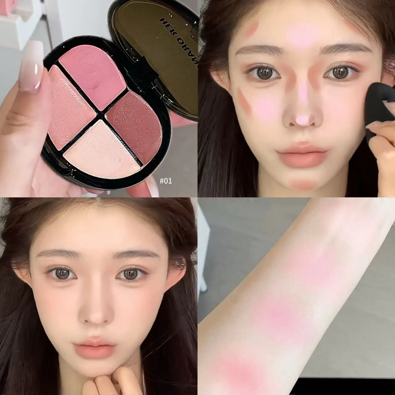 Herorange Sweetheart Blush Cream|Four Colors in One, Delicate and Skin-Friendly, Brightens and Contours with Full Vitality