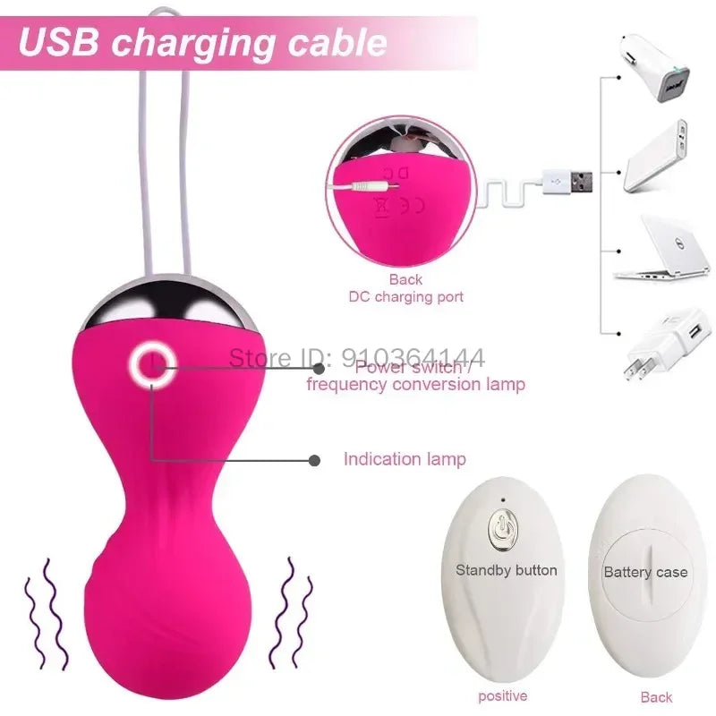 Silicone Smart Ball Vibrating Kegel Balls Private Care Vagina Tighten Exercise Machine Vaginal Geisha Ball Sex Toys for Women 18