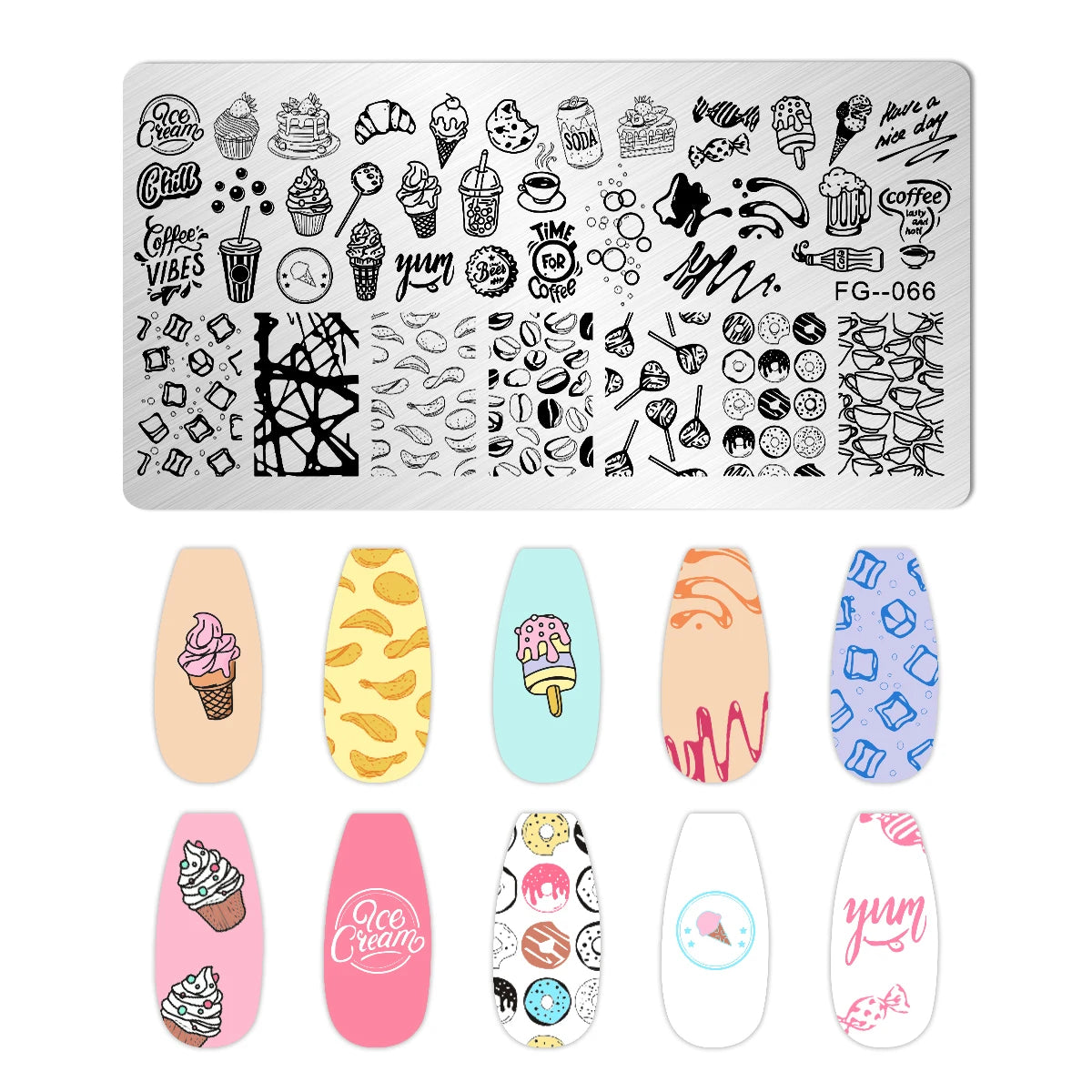 Cartoon Bear Nail Stamping Plates Fruit ice cream cake Floral Flower Leaf Printing Stencil Nail Stamp Templates Nail Art Tools