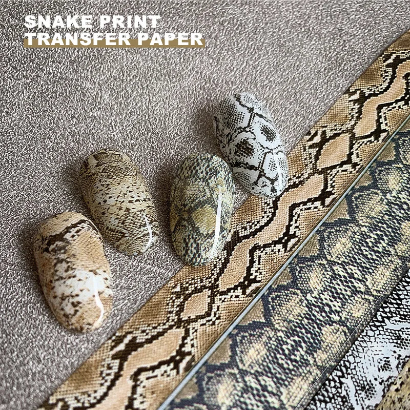 DIY Snake Pattern Nail Foils for Transfer Paper Sticker Ice Cube Sliders Adhesive Paper Wraps Gradient Nail Art Decorations