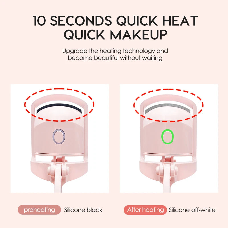 NATUHANA Eyelash Curler Portable Electric Heated Comb Perm Long Lasting Eyelashes Curls Thermal Eyelash Curler Makeup Tools