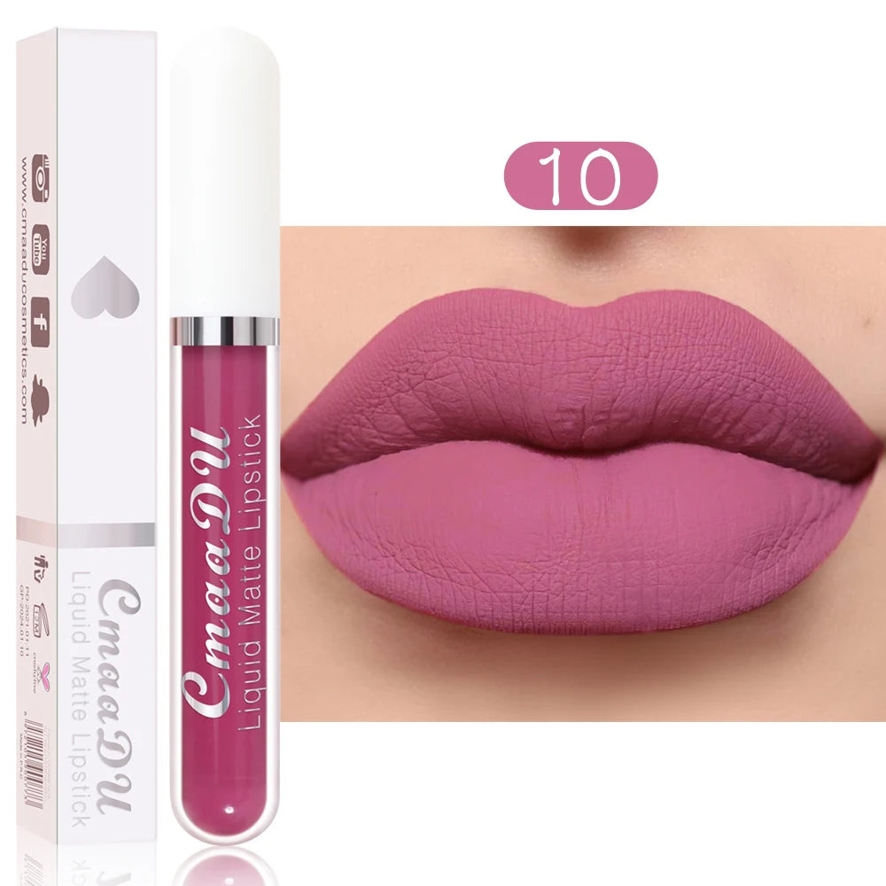 CmaaDu 1 Pcs Matte Lip Gloss Liquid Lipstick- Lip Stains with Long-Lasting Waterproof, Adult Age Range, Red Tones Easy to Color