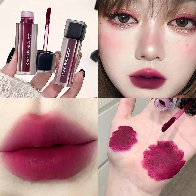 Purple Gothic Lip Gloss Punk Matte Dark Brown Lipstick Nude Lip Tint Waterproof Velvet Liquid Lipstick Lip Satin Korean Cosmetic