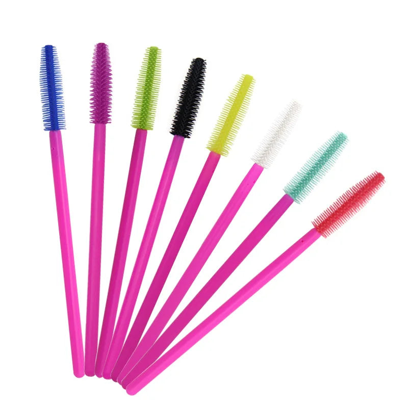 50pcs Silicone Eyelash Brush Mascara Wands Applicator Eyebrow Comb Rod Spoolies Brushes Lash Extension Supplies Makeup Tools