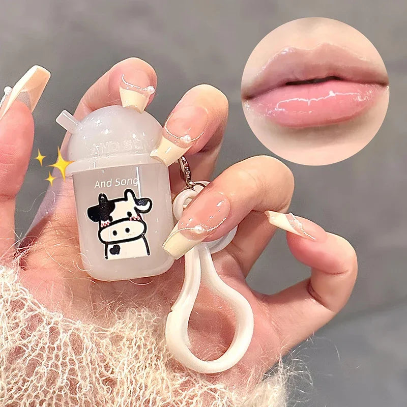 Cute Keychain Lip Balm Moisturizing Lip Gloss Hydrating Reduce Liplines Sleeping Mask Clear Jelly Water Light Lip Oil Lips Care