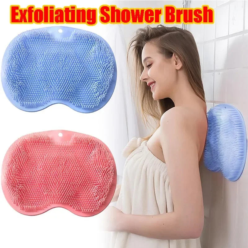Body Shower Foot Scrubber Brush Wash The Body Cleanser Silicone Sponge Bath Massage Mat Back Brush Wall Mounted with Suction Cup