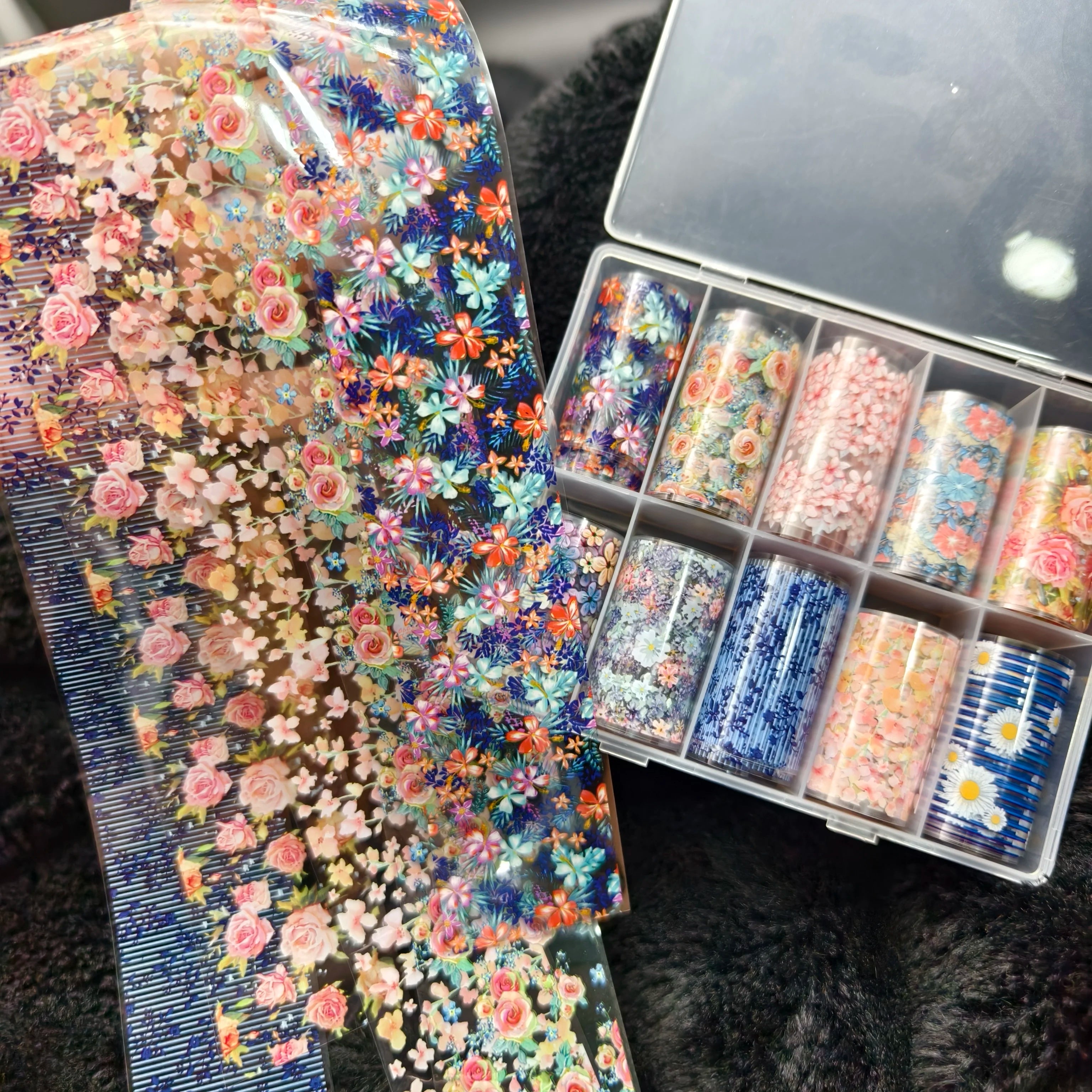 10Rolls Halloween Flower Plaid Angel Marble Bow Nail Foils Transfer Paper Nail Art Stickers Decal Nails Decoration