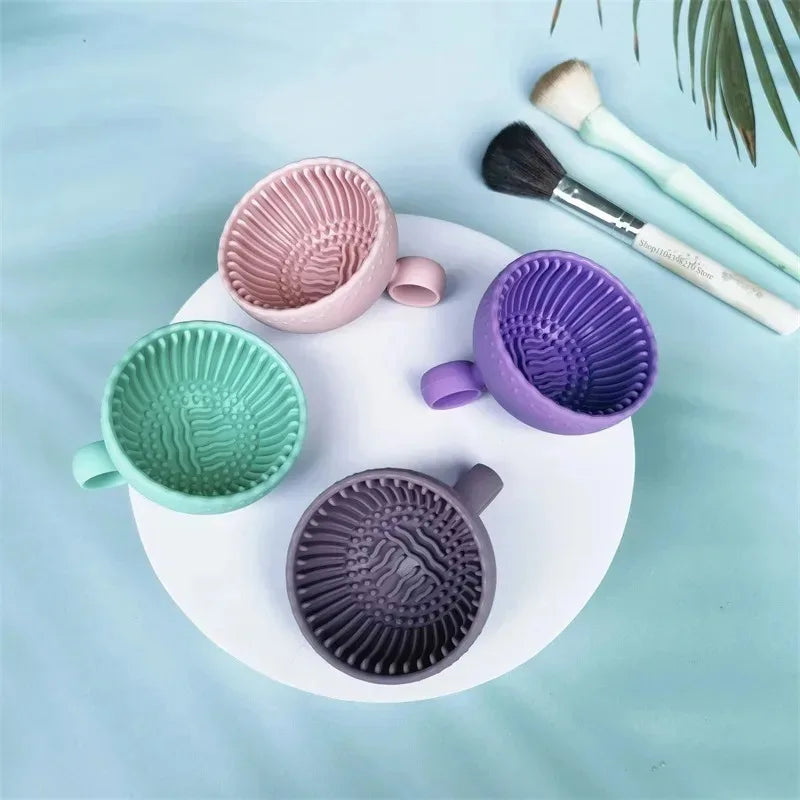 Soft Silicone Makeup Brush Cleaner Folding Powder Puff Cleaning Bowl Eyeshadow Brush Cleaning Pad Beauty Tools Portable Washing
