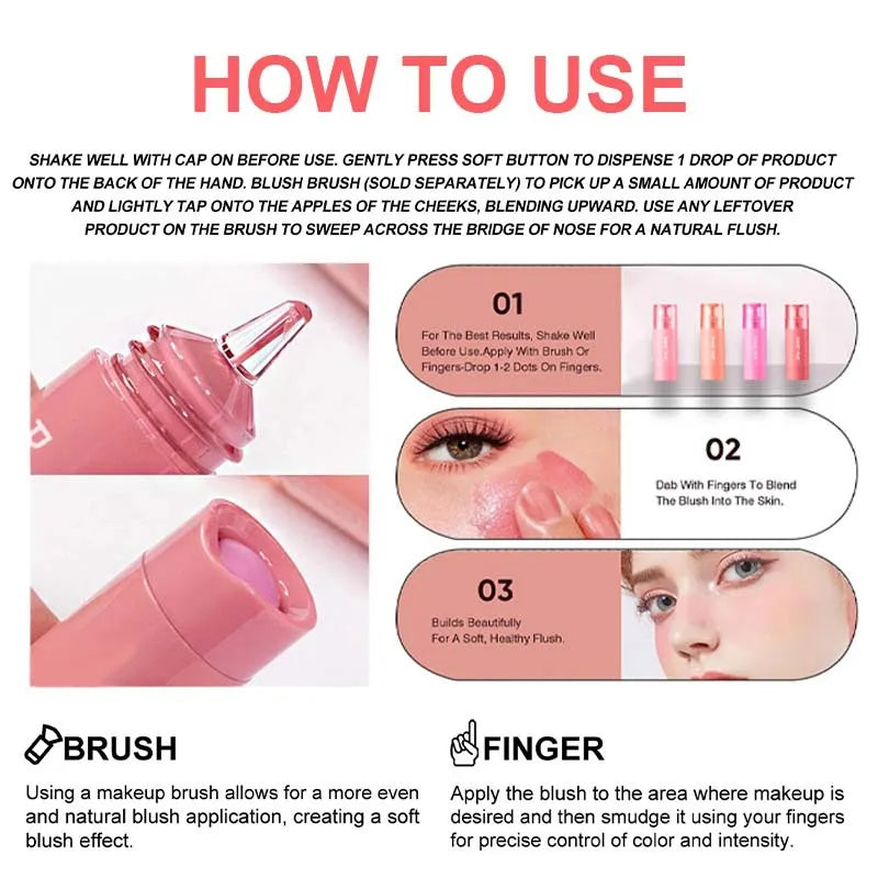 PAGE VINE Liquid Blush Longlasting Velvet Ink Blusher Brightening Natural Matte Rouge Multi-Purpose Cheek Makeup Cosmetics