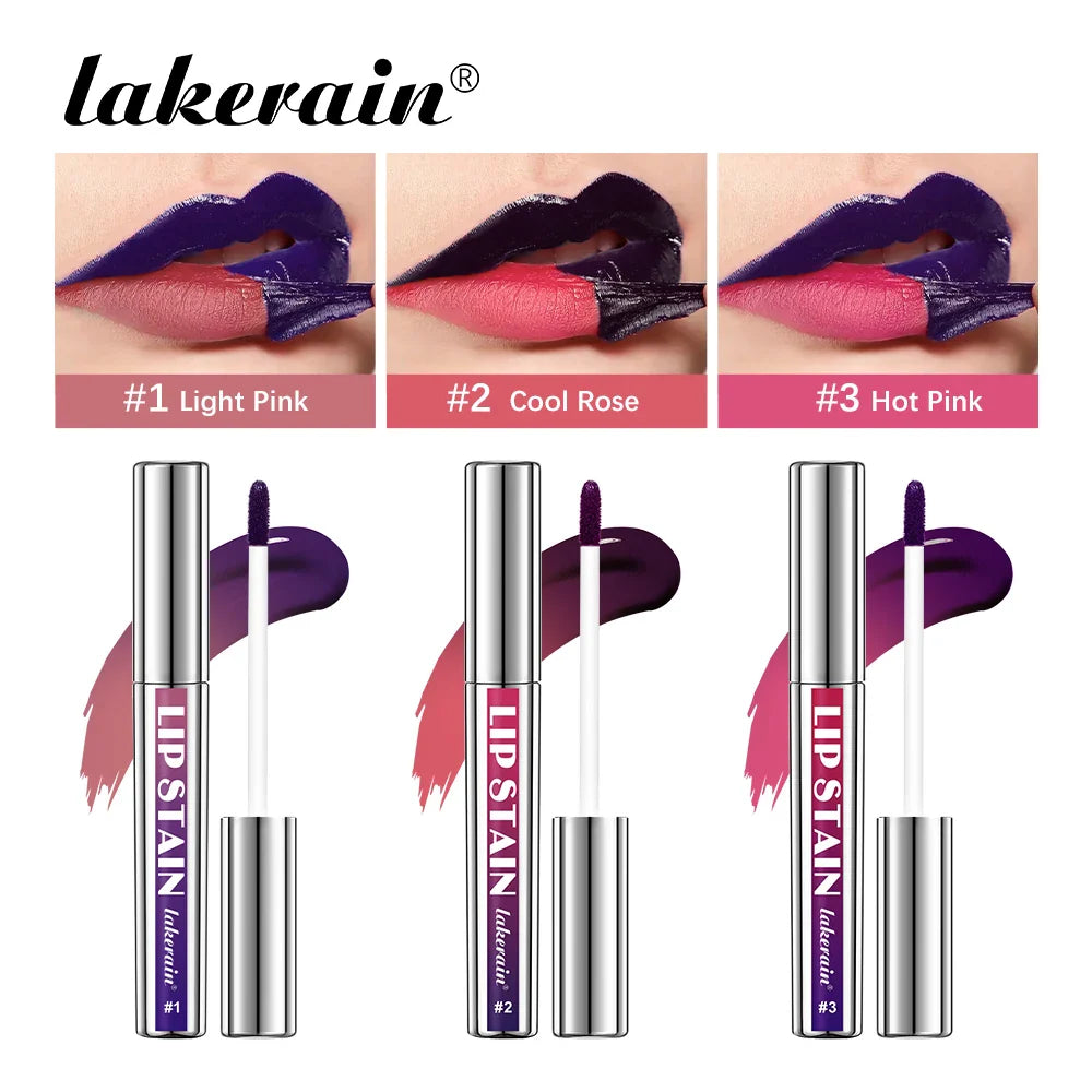 3Color Metallic Lip Stain Peel Off Long Lasting Waterproof Pink Lip Tint Proof Natural No Fading Lip Gloss Cosmetic Women's Gift
