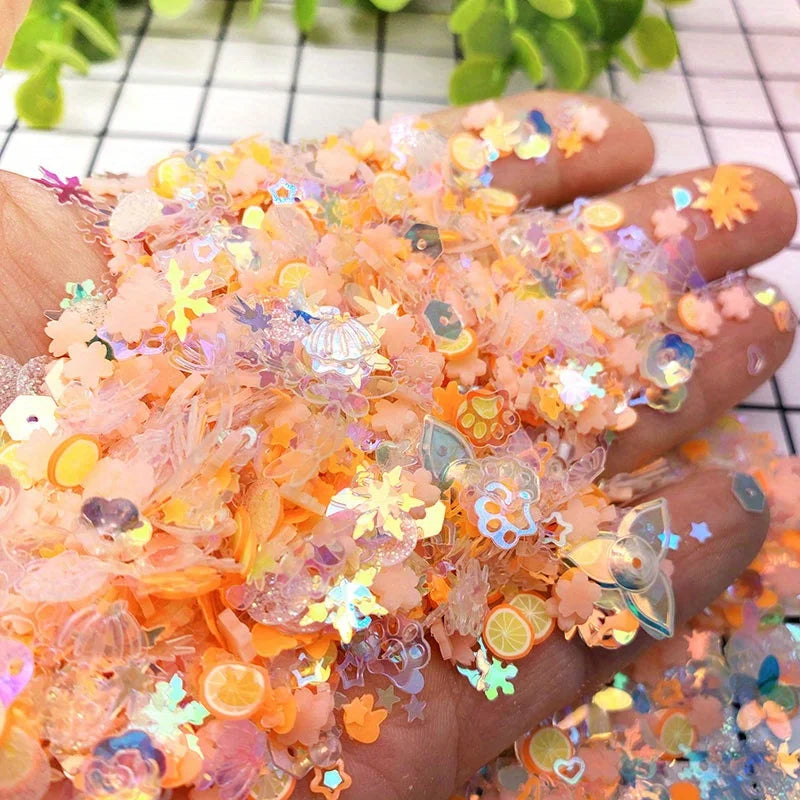 10g Luminous Soft Clay Sequins Polymer Clay Sequins Glitter Slices for DIY Nail Art Mobile Mixed Patches Slime Jewelry Decor