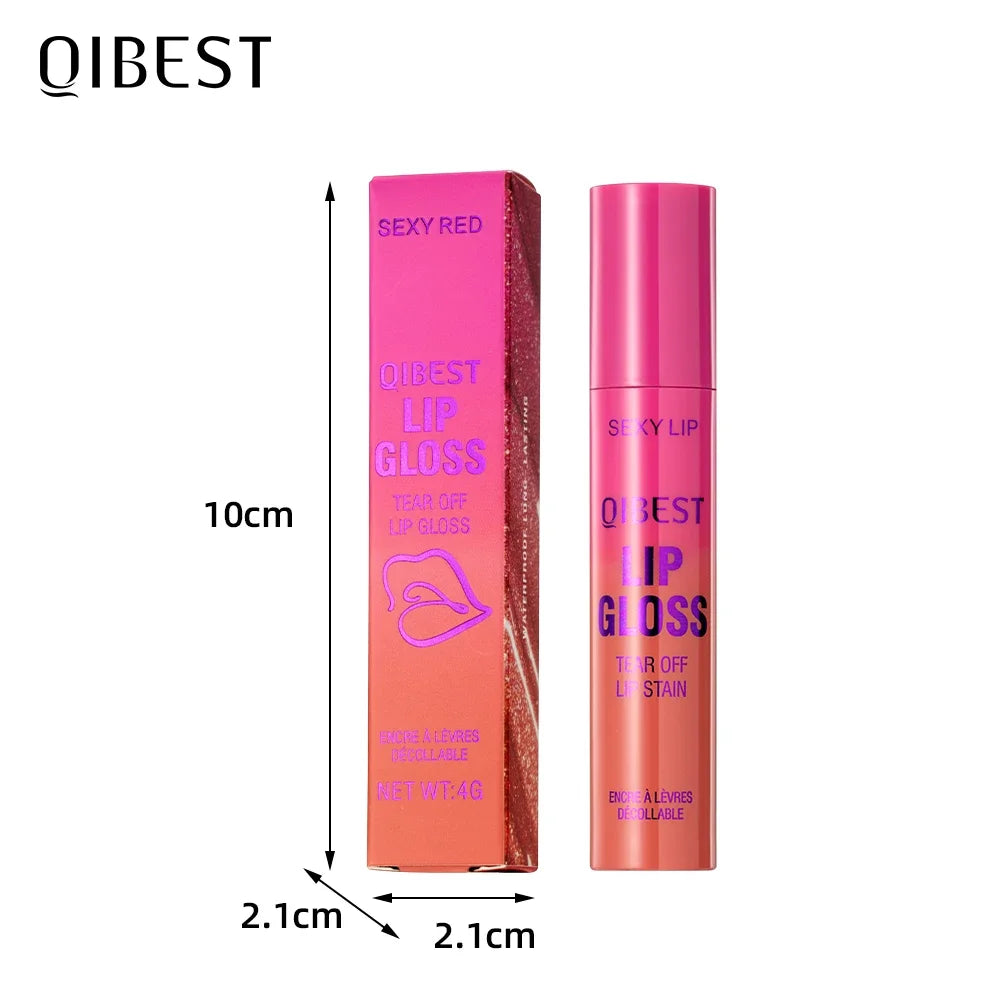 QIBEST Lip Liner Peel Off Tattoo Lipgloss Waterproof Lasting Lip Tint Red Brown Not Easy Fade Lip Stain Outline Contour Makeup