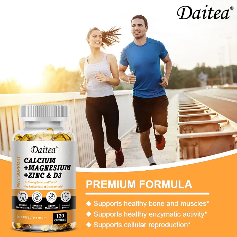 Calcium, Magnesium, Zinc + Vitamin D3 for Healthy Teeth, Bones and Muscles, Heart and Nervous System Health, Immune Function