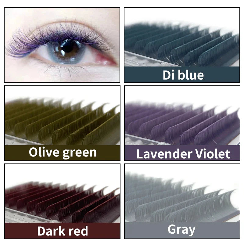 NATUHANA Dark Colored Eyelashes Extension Individual Natural False Mink Colorful Eyelash Grey Blue Color Lashes for Party Makeup