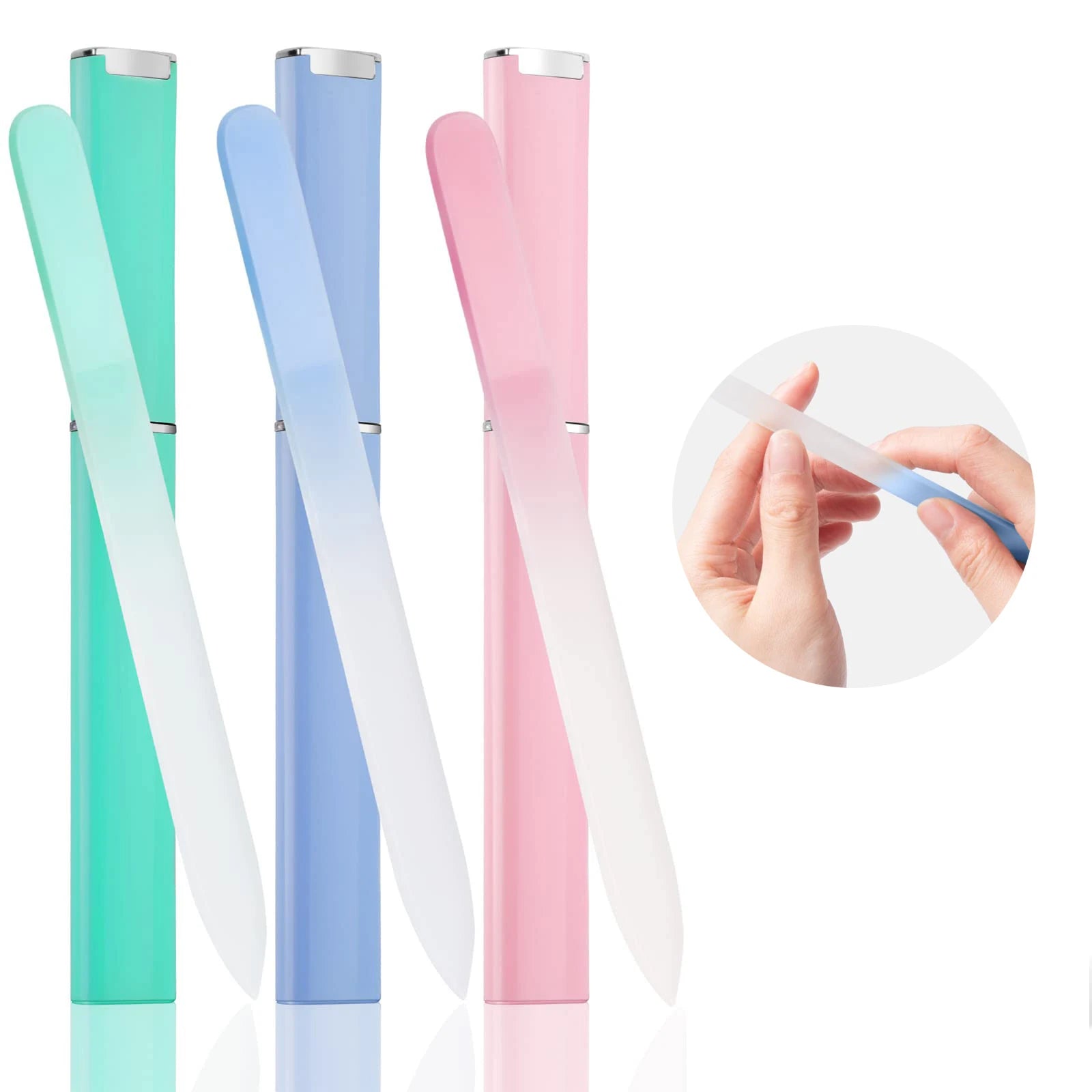 1/3 Pack Crystal Glass Fingernail File for Natural Nail Professional Glass Nail File Double-Sided Gentle Nail Care
