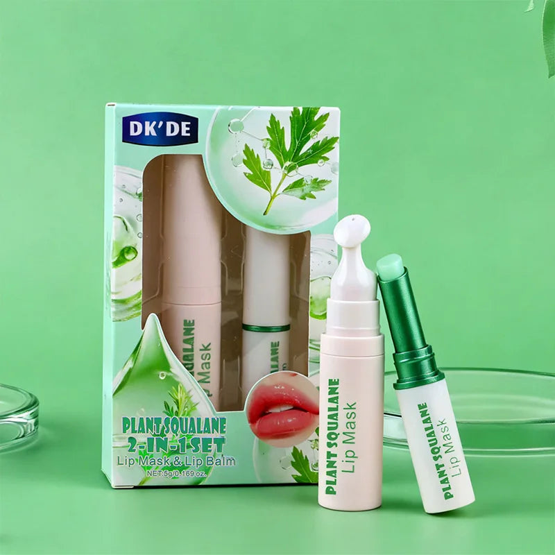 Dk'De Lip Balm+Lip Mask 2in1 Set | Moisturizing, Soothing, and Long-Lasting Hydration | 3 Colors Available for Selection | Night Repair Lip Wrinkle Reduction | Daytime Lip Care to Prevent Chapped Lips