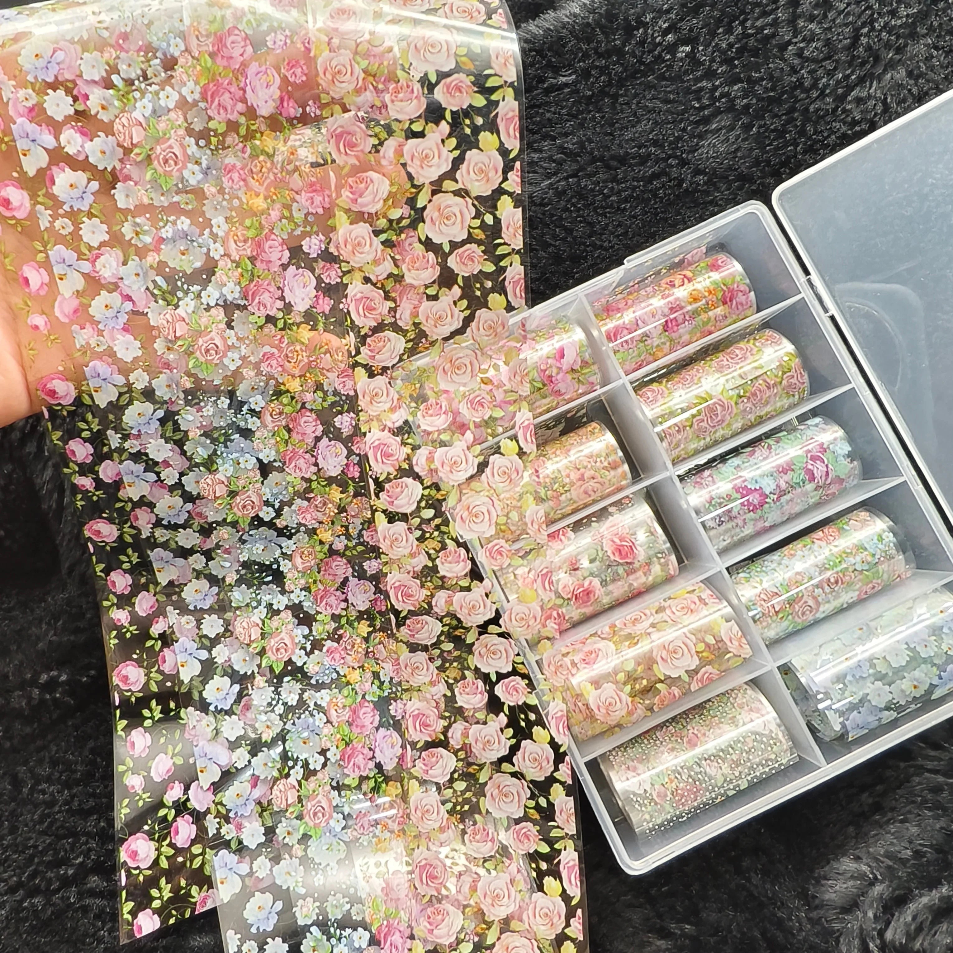 10Rolls Halloween Flower Plaid Angel Marble Bow Nail Foils Transfer Paper Nail Art Stickers Decal Nails Decoration