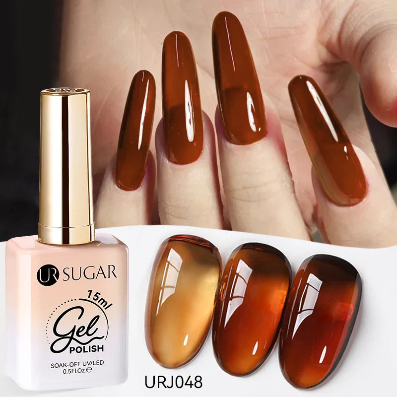 UR SUGAR 15ml Jelly Nude Gel Nail Polish Light Pink Translucent Color Soak Off UV LED Gel Varnish Nail Art DIY Fashion Manicure