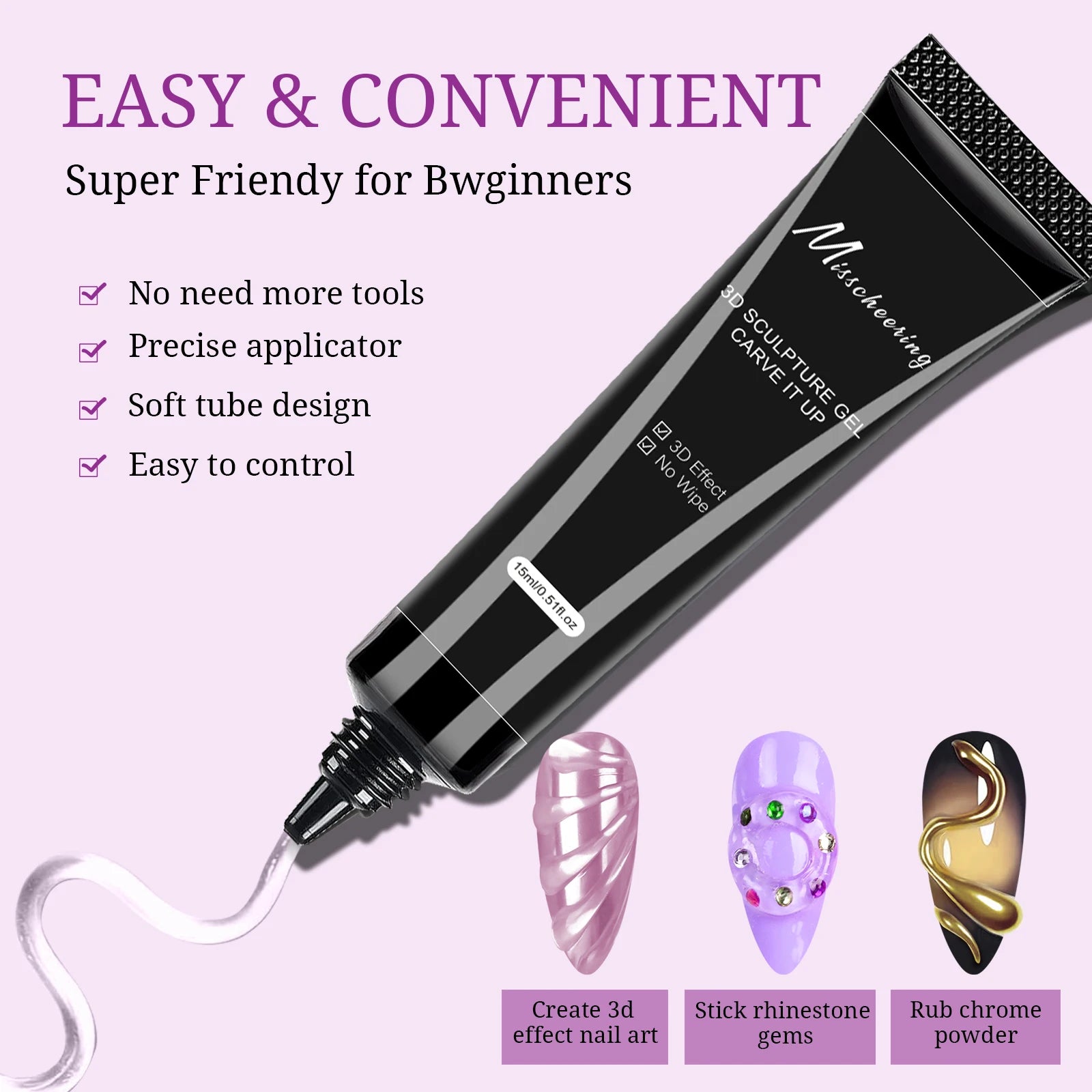 3D Gel Nail Art Modeling Gel Suitable for Nail Design DIY Nail Art for Painting&Molding&Sculpting And Halloween Decoration