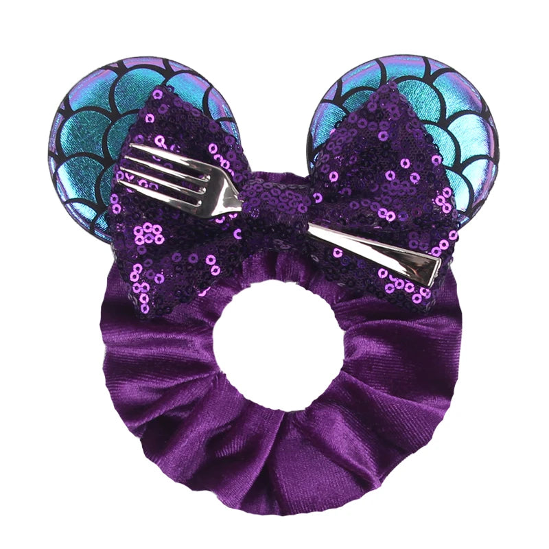 Women Ears Hair Scrunchies Velvet Hairbands For Girls Sequins Bows Headband Women Trip DIY Accessories Mouse Party Decor