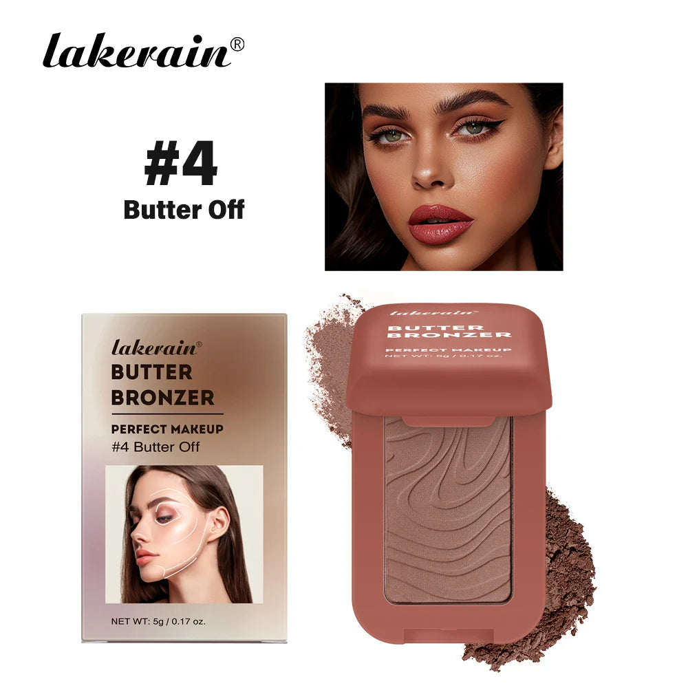 Lakerain Butter Bronzer Cream Women Waterproof Genteel Girl Nude Makeup Silky Shimmer Monochrome Blush Korean Face Cosmetics