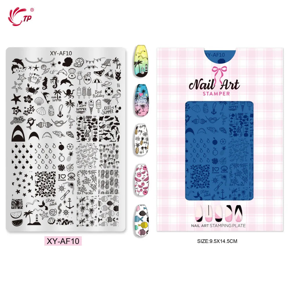 TP Nail Art Templates Butterfly Plaid Design Nail Stamping Plate for Nail DIY Polish Printing Transfer Template Manicure Tools