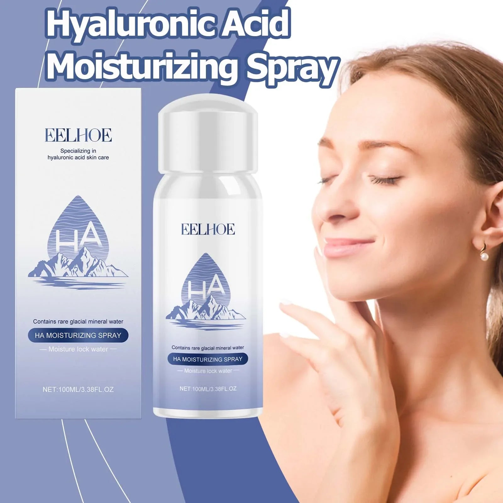 Hyaluronic Acid Moisturizing Spray Refreshing Shrink Pores Firming Skin Smoothing Aloe Vera Extract Nourish Brighten Face Toner