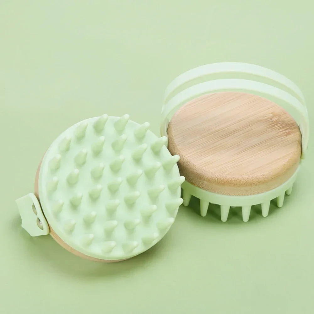 New Scalp Massager Shampoo Brush Wooden Wet and Dry Hair Scalp Care Brush Shower Brush Scalp Scrubber Exfoliator Body Massager