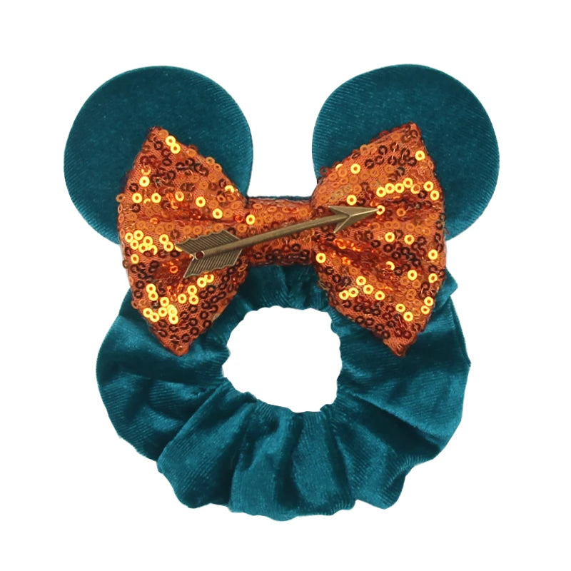 Women Ears Hair Scrunchies Velvet Hairbands For Girls Sequins Bows Headband Women Trip DIY Accessories Mouse Party Decor