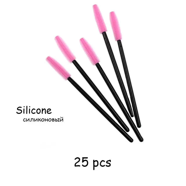 25pcs Silicone Mascara Wands Applicator Disposable Eyelash Brushes Comb Beauty Makeup Brush For Women Eyelash Extension tools