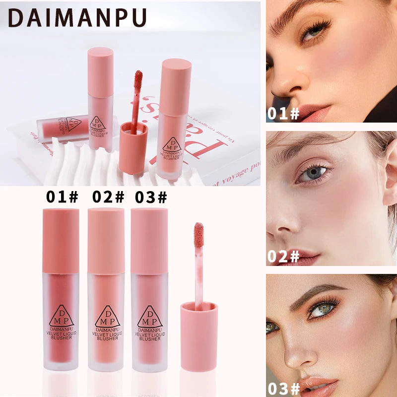Pink Liquid Powder Blusher Creates Healthy Ruddy Complexion Waterproof Moisturizing Hard To Take Off Makeup Facial Cosmetics