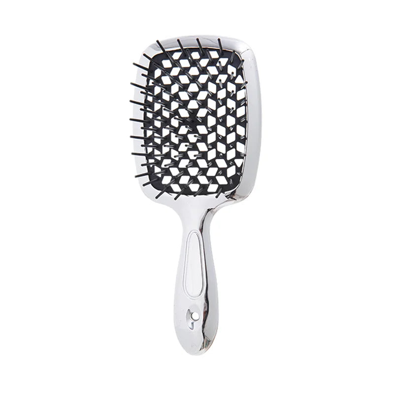 Square Shape Mesh Comb for Hair Fluffy Detangling Scalp Massage Hairbrush Wide Teeth Hollow Brush Salon Barber Gold-plated Comb