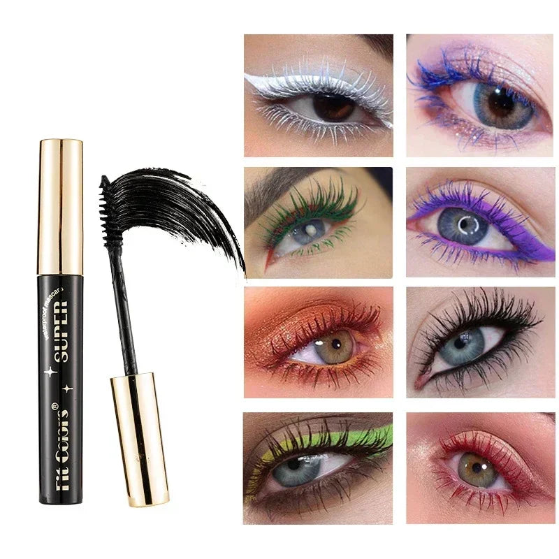 Color Mascara 14 Thick Curl Waterproof Non-smudding Natural Long Lasting Blue White Green Pink Black Eye Makeup