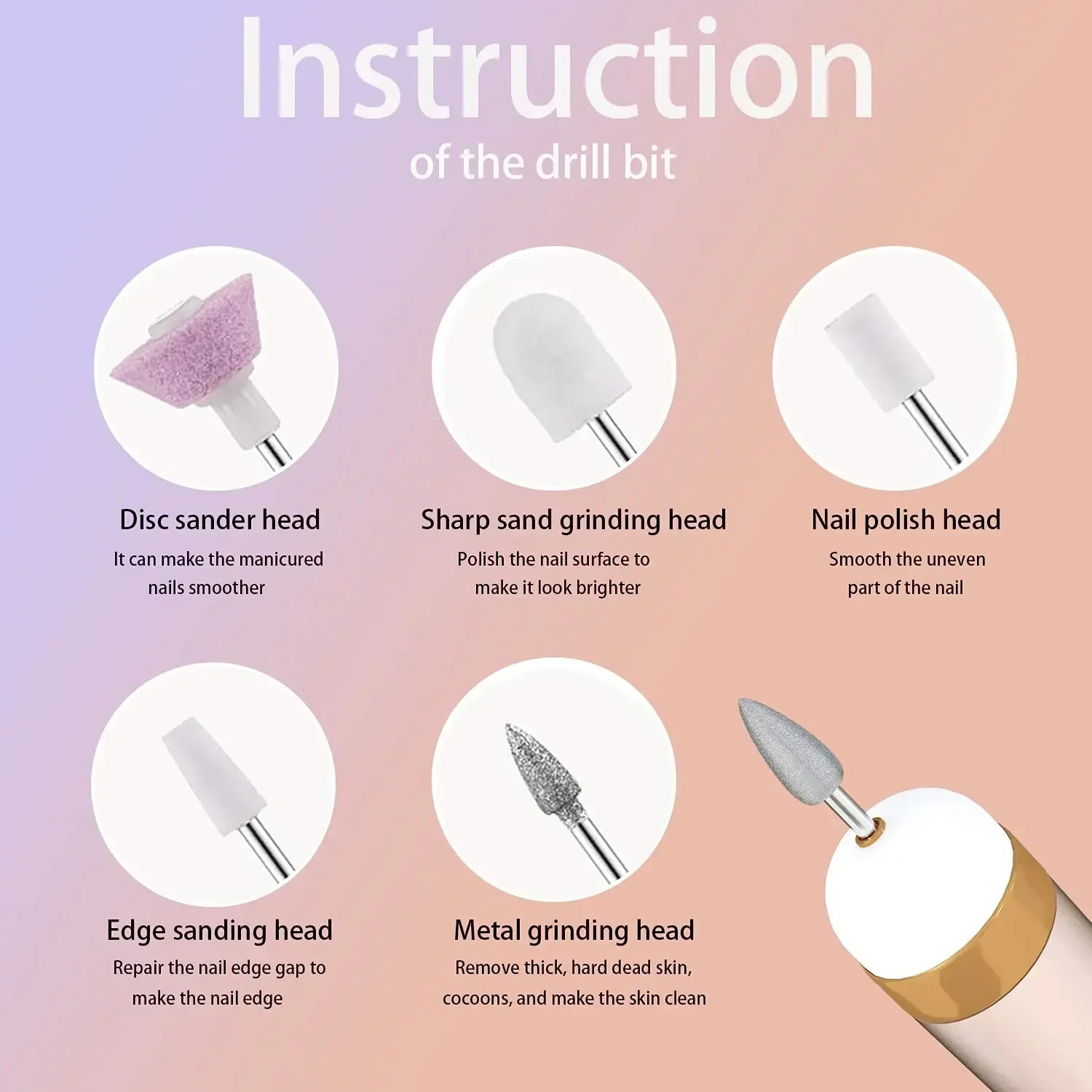 5 in 1 Electric Nail Drill Sander Nail Manicure Machine Art Pen Tools Remover Exfoliating Polishing Nail Machine For Gel Remover