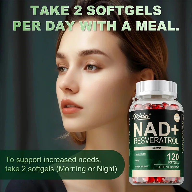 NAD+ Resveratrol - Supports Cell Health, Brightens Skin, Improves Energy and Vitality, Antioxidant