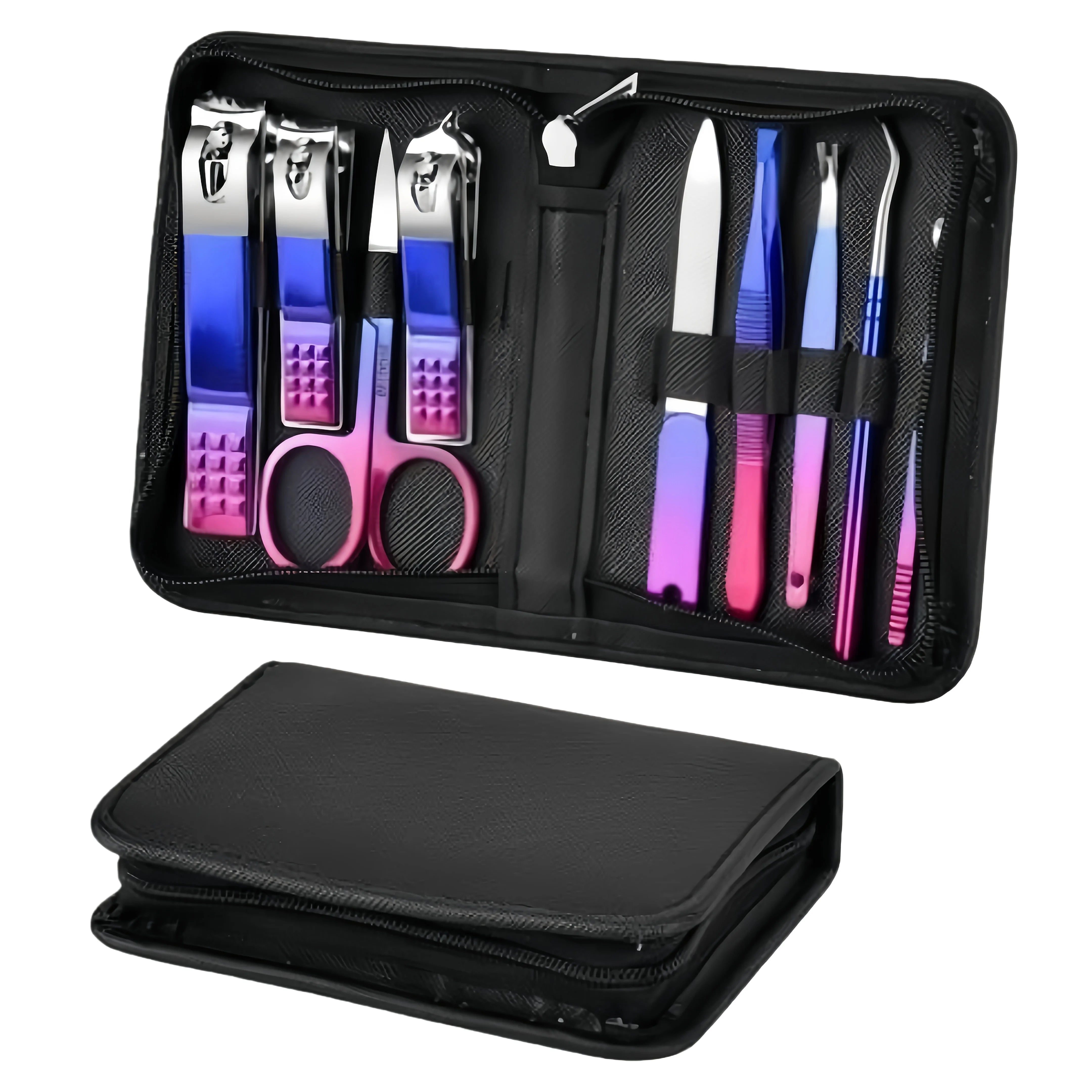 9 Pcs Set Luxury Stainless Steel Manicure and Pedicure Set Professional Nail Clipper Set with Portable Case Modern Style