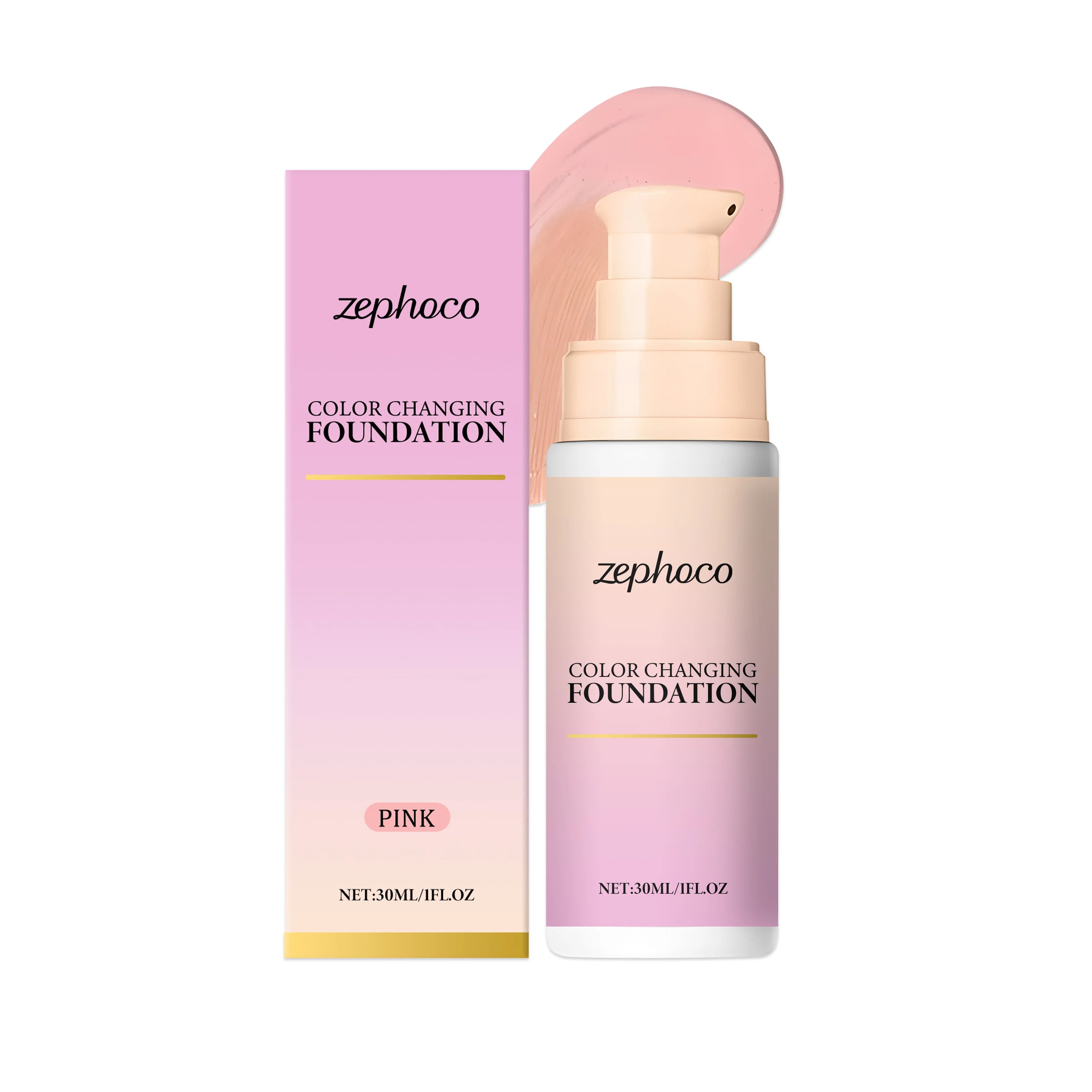 Pink Color Changing Foundation Cream Concealer Makeup Moisturizing Lightweight Cover Skin Imperfections Natural Look zephoco