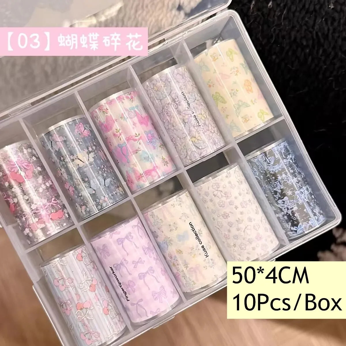 10Rolls Flower Nail Foils Transfer Paper Nail Art Stickers Manicure Set Decal Nails Decoration