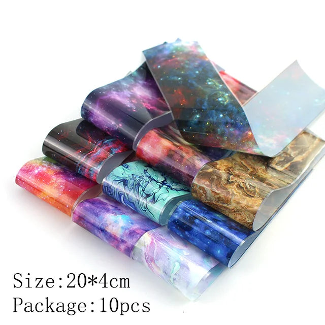 10pcs Holographic Nail Foil Slider Mix Flower Designs Set Transfer Nails Stickers Floral Prints Manicure Decal Art Decoration