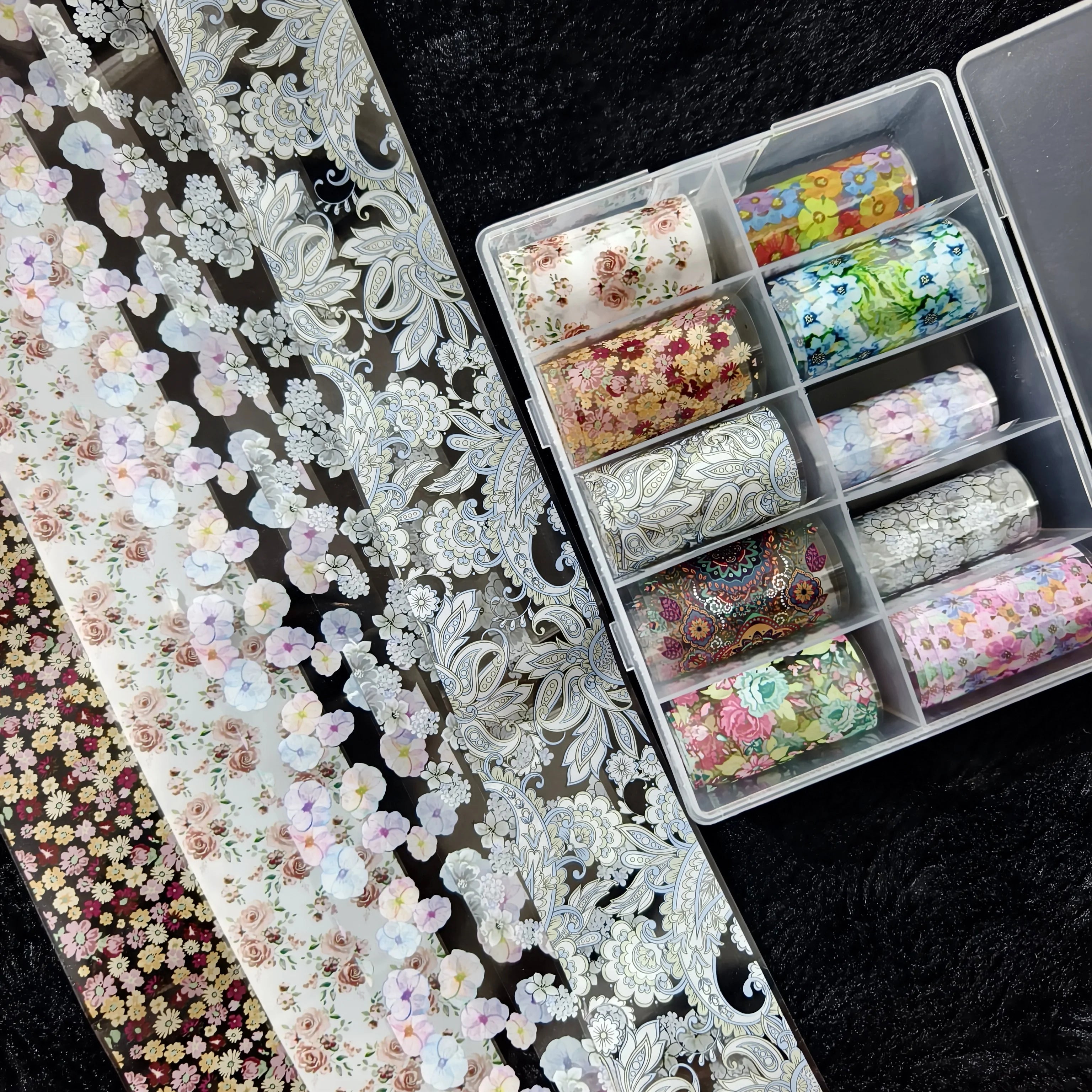 10Rolls Halloween Flower Plaid Angel Marble Bow Nail Foils Transfer Paper Nail Art Stickers Decal Nails Decoration