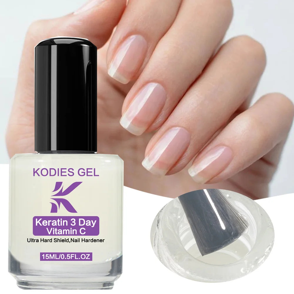 KODIES GEL 3 Day Nail Strengthener Normal Growth Polish Natural Tint Nail Protectant Finish Stronger Hardener for Repair Care