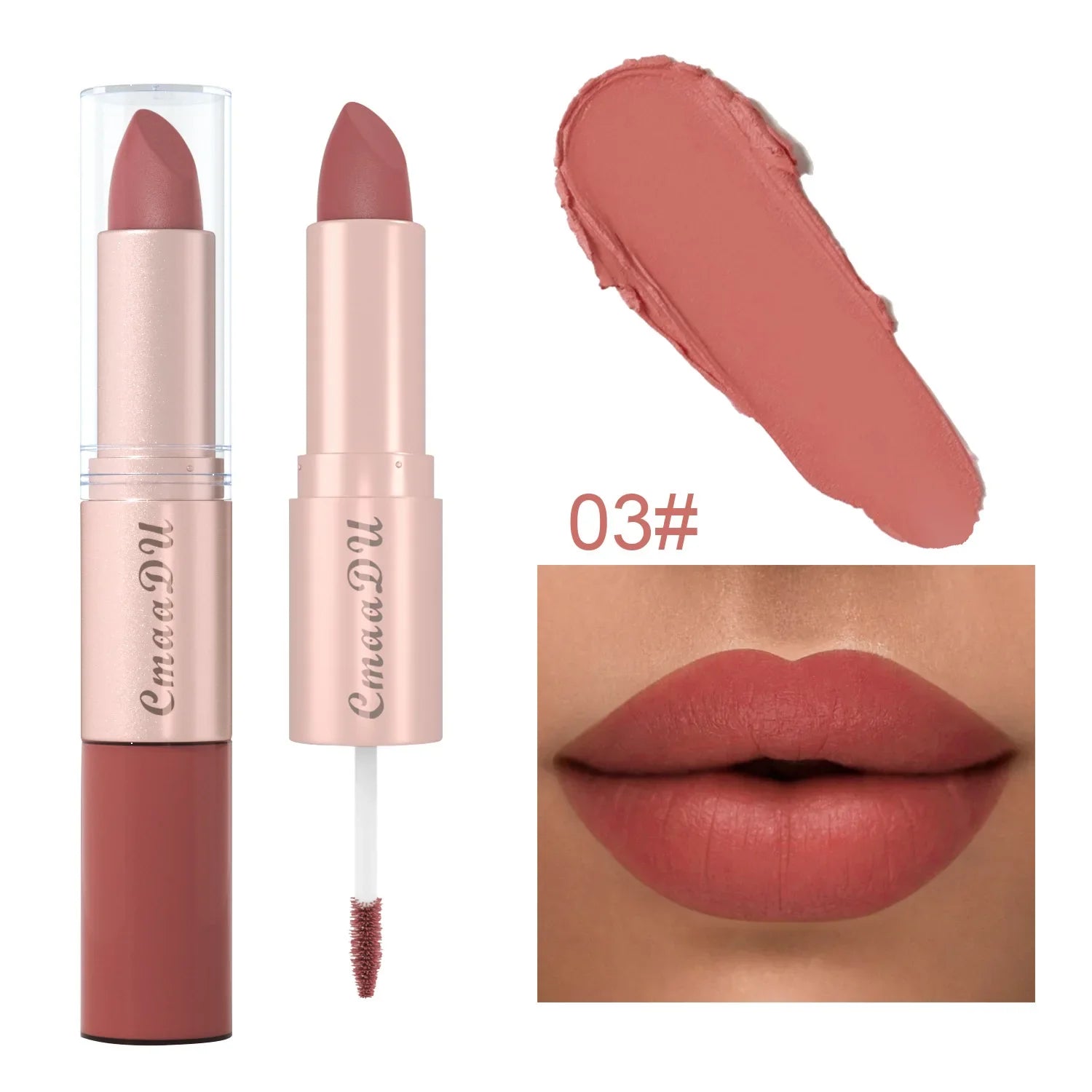 Double Ended Matte Lipstick Waterproof Nude Matte Velvet Glossy Lip Gloss Lip Balm Sexy Red Lip Tint Women Fashion Makeup Gift