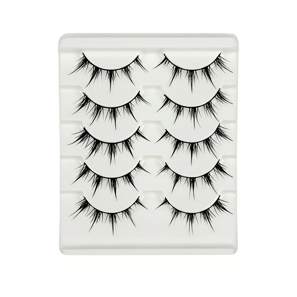 Anime-Inspired False Eyelashes, 5 Pairs Cartoon Eye Faux Lashes, Dramatic Look Demon Style, Volumizing & Lengthening