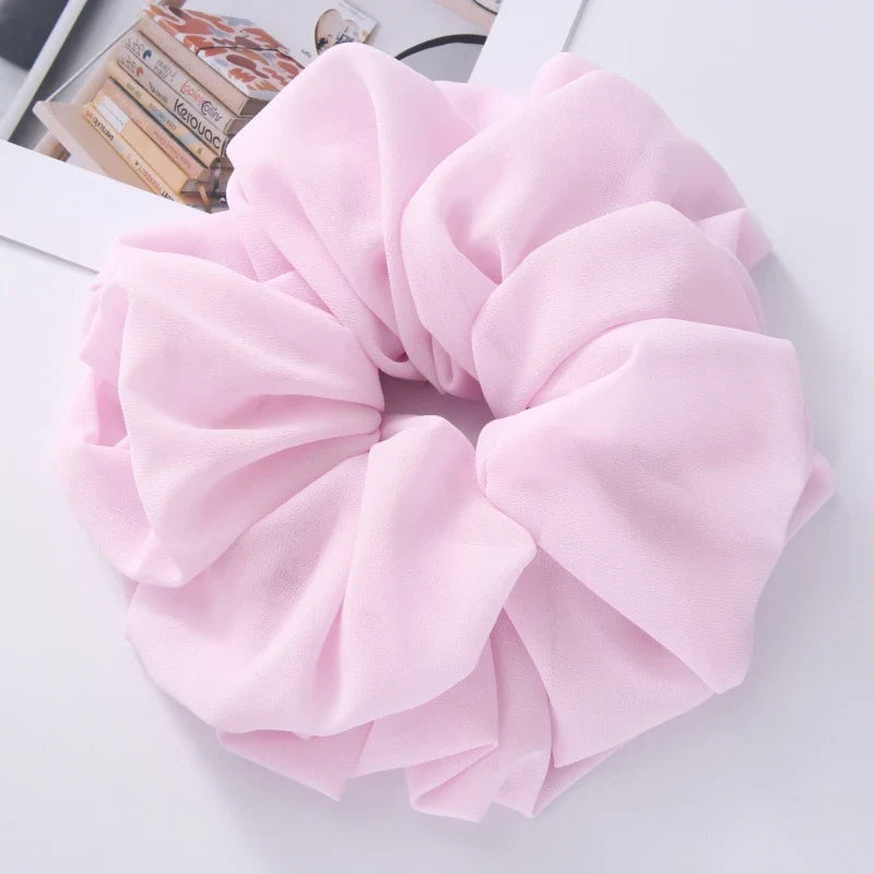 Big Size Chiffon Scrunchies For Muslim Women Custom Elastic Volumizing Oversized Neat stitching Malaysian Bunch Hair Tie