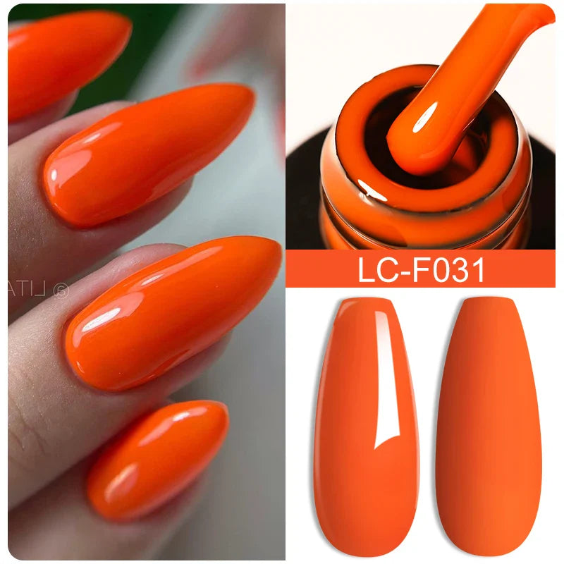 LILYCUTE Fluorescent Nail Gel Polish Orange Red Neon Bright Color Summer Series Soak Off For Manicure Nail Art UV Gel Varnish