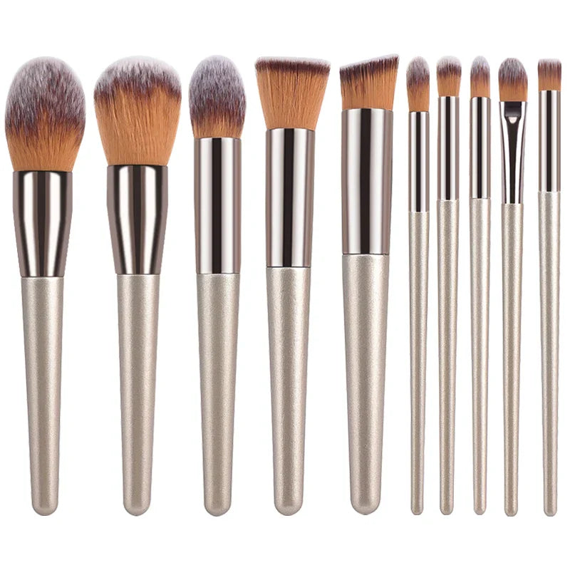 Hot Champagne Makeup Brushes Set for Women Cosmetic Foundation Powder Blush Eyeshadow Kabuki Blending Make Up Brush Beauty Tools