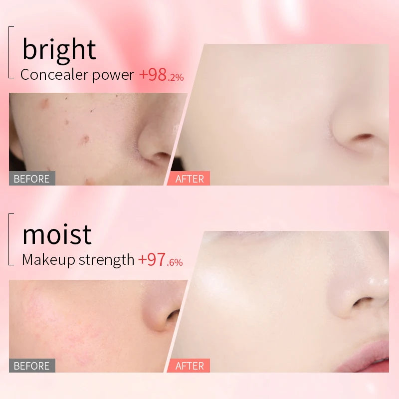 Pink Heart Concealer Air Cushion Long-lasting Delicate Moisturizing Translucent Foundation Cream Portable Valentine's Day Gift