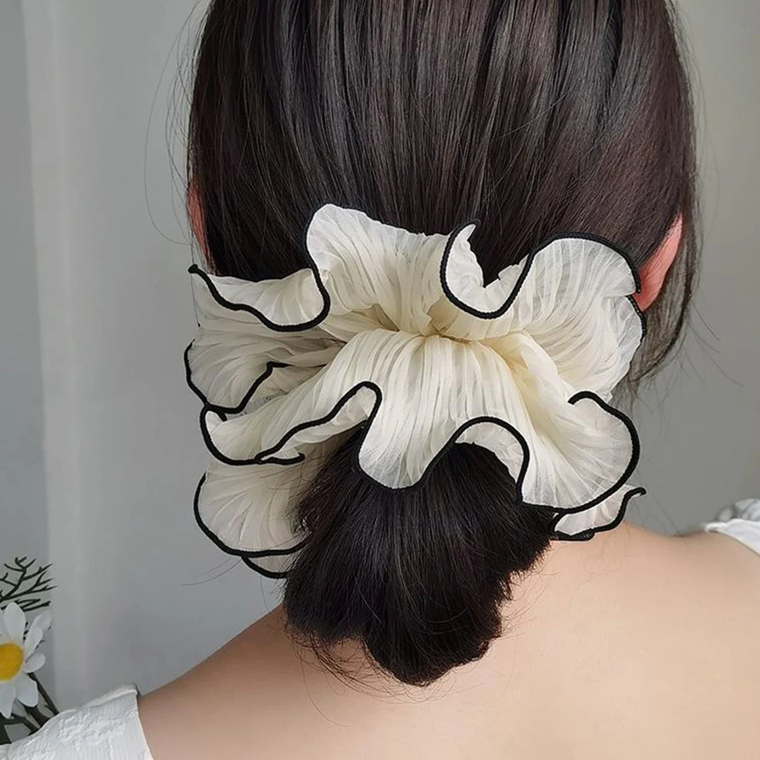 Korean Fashion Big Scrunchies For Girls Pink White Hairties For Bun Hairstyle Hair Bands Hair Accessories For Women Headwear