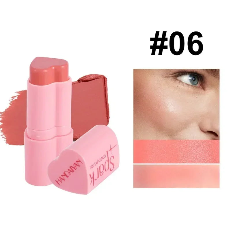 Functional Blush Stick Waterproof Easy Color Face Rouge Blusher Cream Lasting High Color Rendering Brightening Skin Tone Make Up