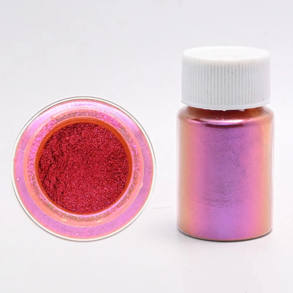 1Box Cherry Pink Chrome Pearl Nail Powder Gradient Mirror Effect Nail Art Glitter Auroras Rubbing Dust Nail Art Decoration 10g